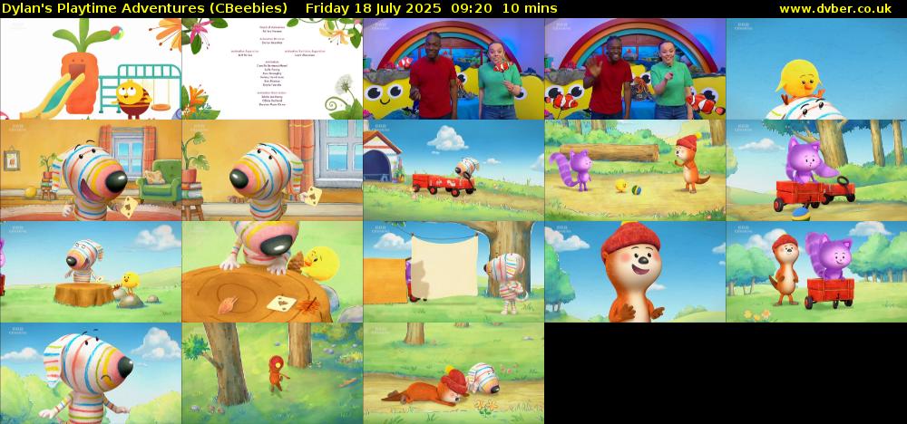 Dylan's Playtime Adventures (CBeebies) Friday 18 July 2025 09:20 - 09:30