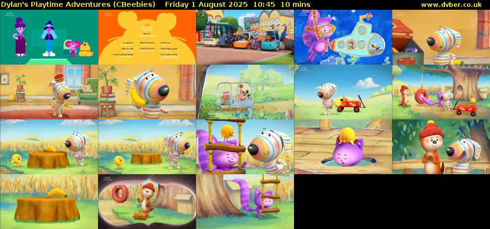 Dylan's Playtime Adventures (CBeebies) Friday 1 August 2025 10:45 - 10:55