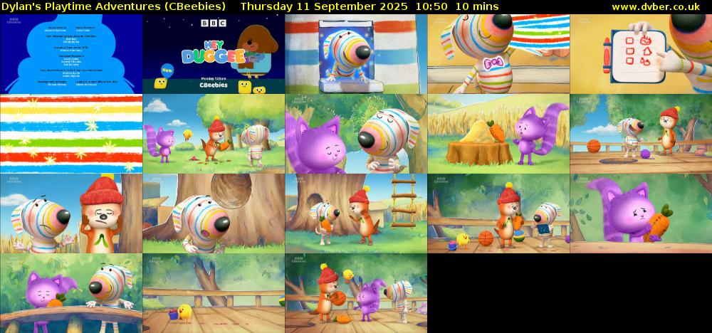 Dylan's Playtime Adventures (CBeebies) Thursday 11 September 2025 10:50 - 11:00