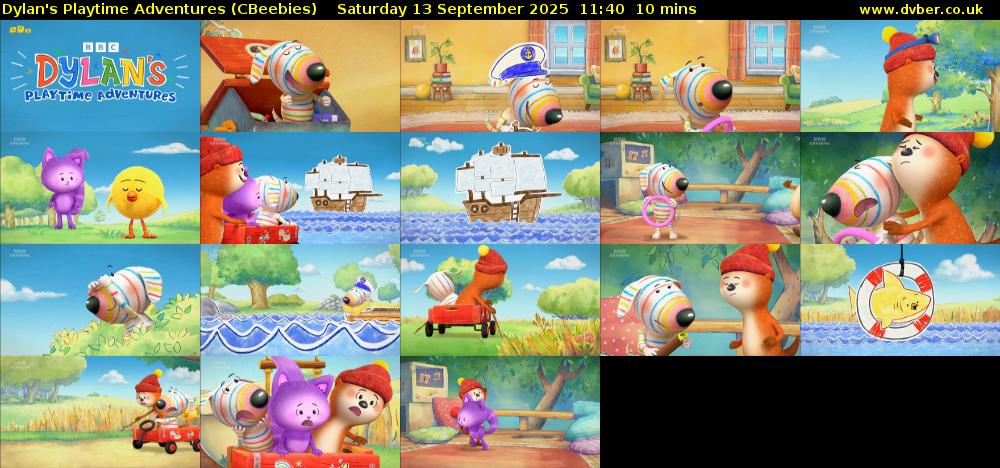 Dylan's Playtime Adventures (CBeebies) Saturday 13 September 2025 11:40 - 11:50