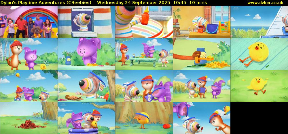 Dylan's Playtime Adventures (CBeebies) Wednesday 24 September 2025 10:45 - 10:55