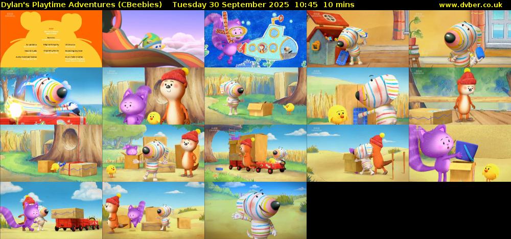 Dylan's Playtime Adventures (CBeebies) Tuesday 30 September 2025 10:45 - 10:55
