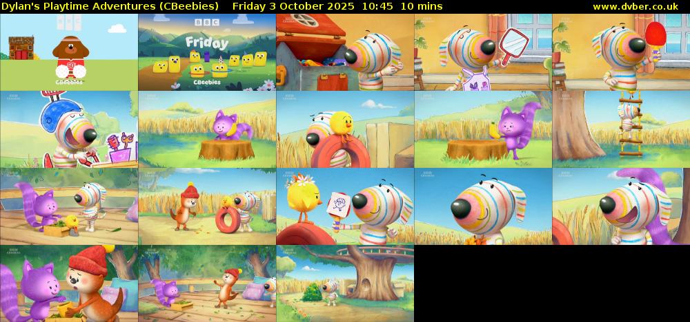 Dylan's Playtime Adventures (CBeebies) Friday 3 October 2025 10:45 - 10:55
