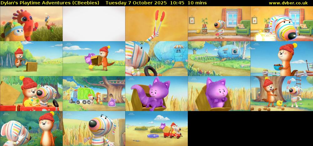 Dylan's Playtime Adventures (CBeebies) Tuesday 7 October 2025 10:45 - 10:55