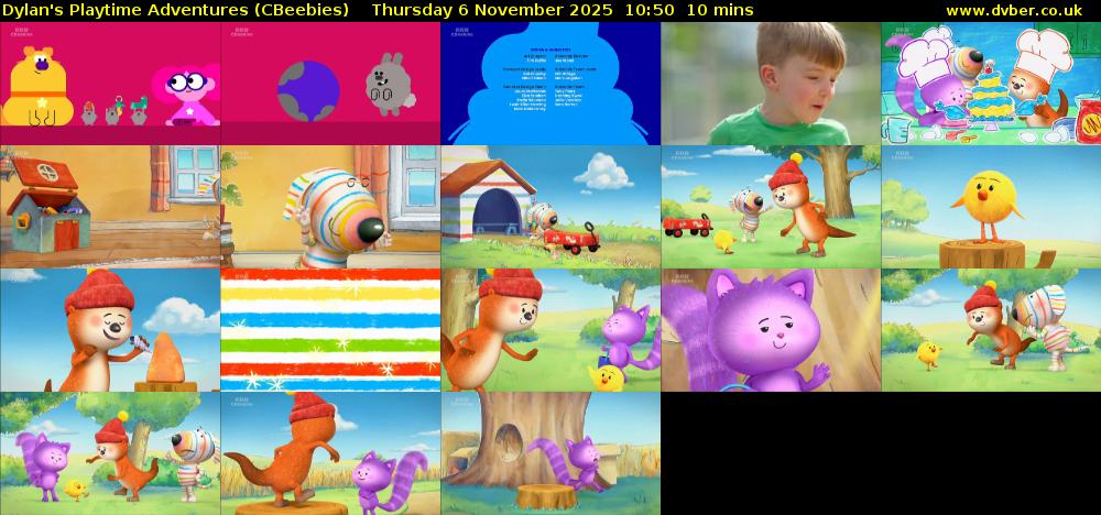 Dylan's Playtime Adventures (CBeebies) Thursday 6 November 2025 10:50 - 11:00
