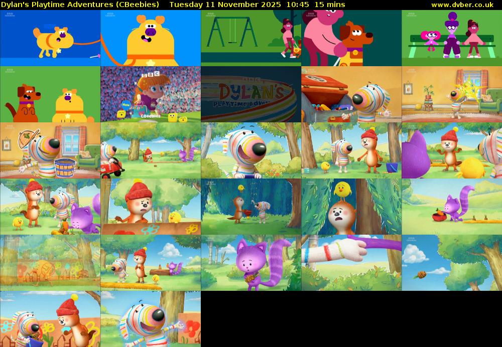 Dylan's Playtime Adventures (CBeebies) Tuesday 11 November 2025 10:45 - 11:00