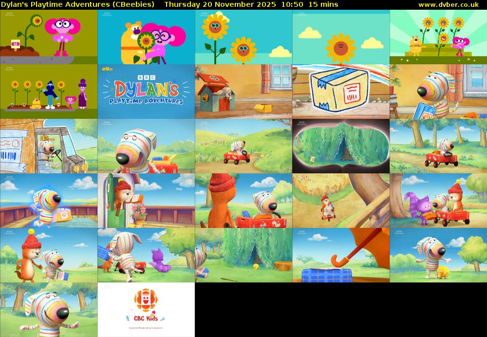 Dylan's Playtime Adventures (CBeebies) Thursday 20 November 2025 10:50 - 11:05