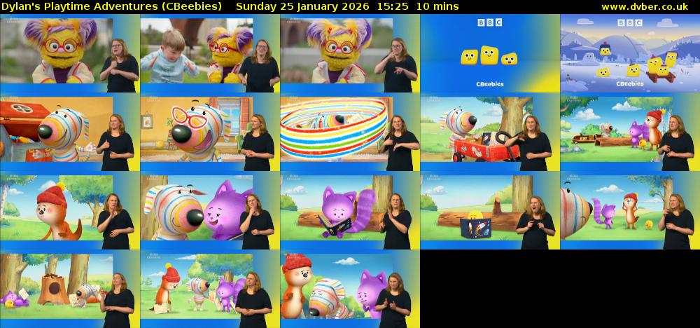 Dylan's Playtime Adventures (CBeebies) Sunday 25 January 2026 15:25 - 15:35