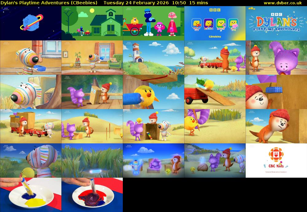 Dylan's Playtime Adventures (CBeebies) Tuesday 24 February 2026 10:50 - 11:05