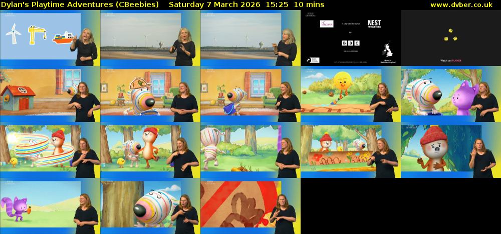 Dylan's Playtime Adventures (CBeebies) Saturday 7 March 2026 15:25 - 15:35