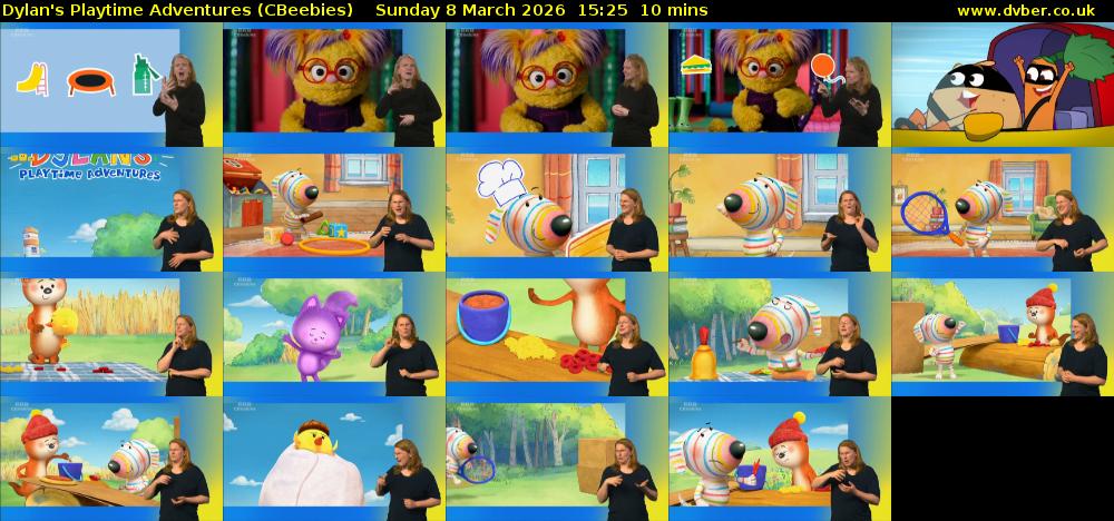 Dylan's Playtime Adventures (CBeebies) Sunday 8 March 2026 15:25 - 15:35