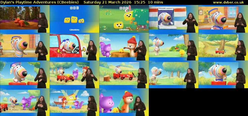 Dylan's Playtime Adventures (CBeebies) Saturday 21 March 2026 15:25 - 15:35