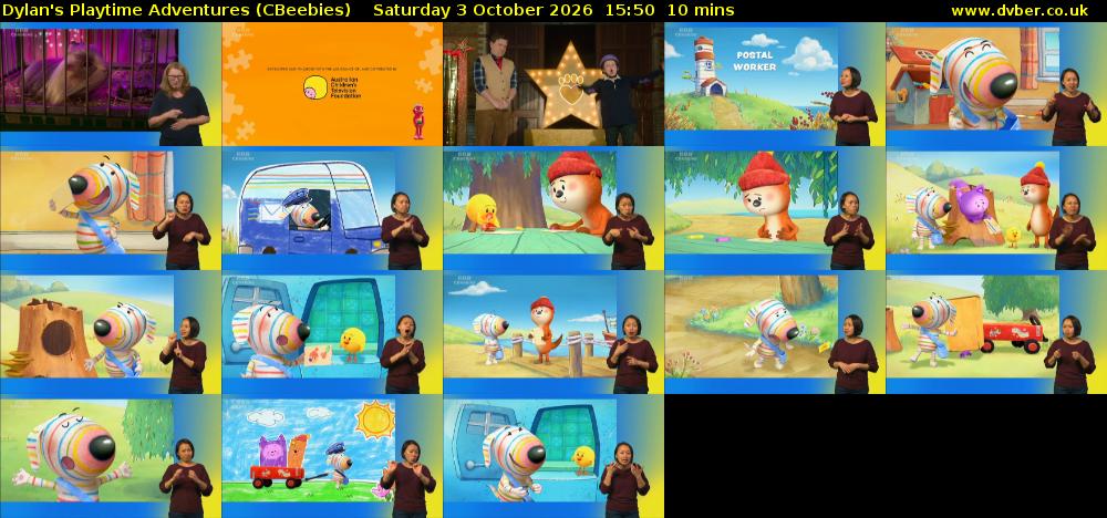 Dylan's Playtime Adventures (CBeebies) Saturday 3 October 2026 15:50 - 16:00