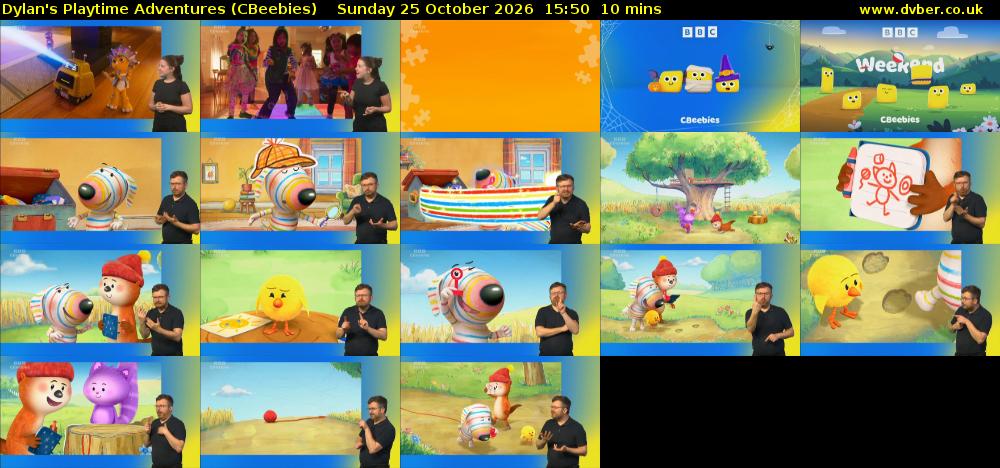 Dylan's Playtime Adventures (CBeebies) Sunday 25 October 2026 15:50 - 16:00