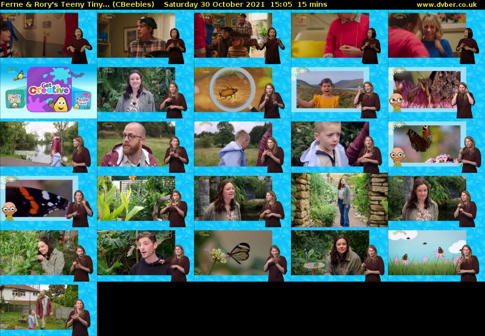 Ferne & Rory's Teeny Tiny... (CBeebies) Saturday 30 October 2021 15:05 - 15:20