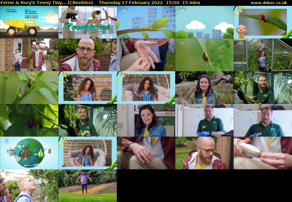 Ferne & Rory's Teeny Tiny... (CBeebies) Thursday 17 February 2022 15:00 - 15:15