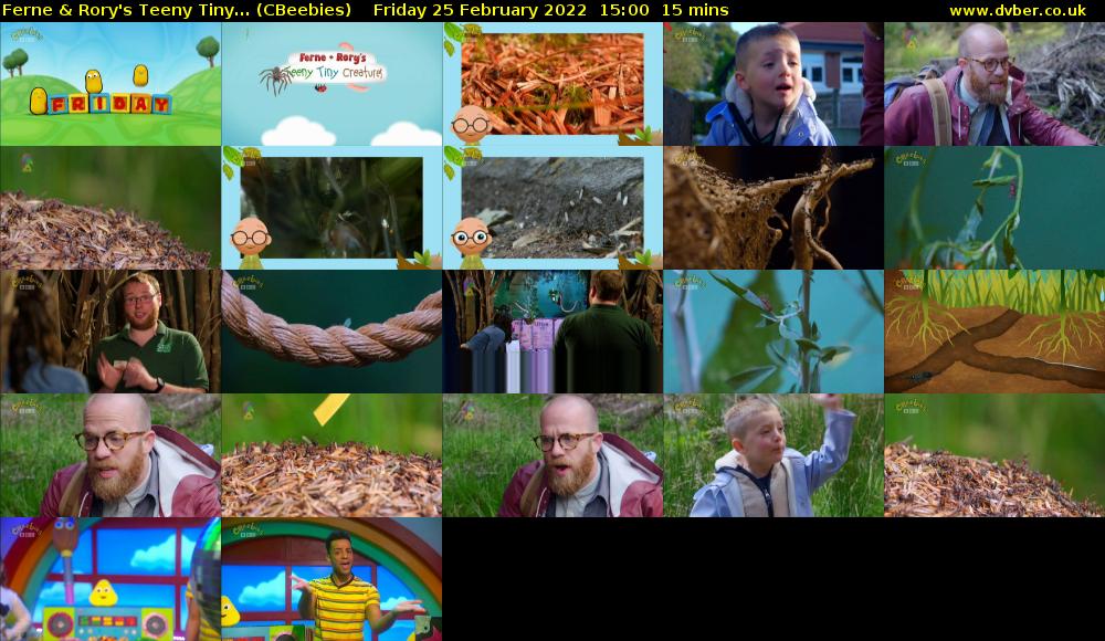 Ferne & Rory's Teeny Tiny... (CBeebies) Friday 25 February 2022 15:00 - 15:15