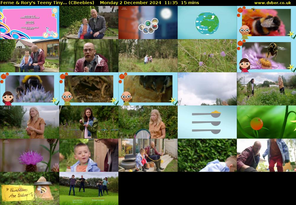 Ferne & Rory's Teeny Tiny... (CBeebies) Monday 2 December 2024 11:35 - 11:50