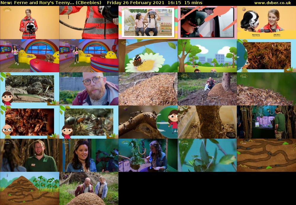 Ferne and Rory's Teeny... (CBeebies) Friday 26 February 2021 16:15 - 16:30