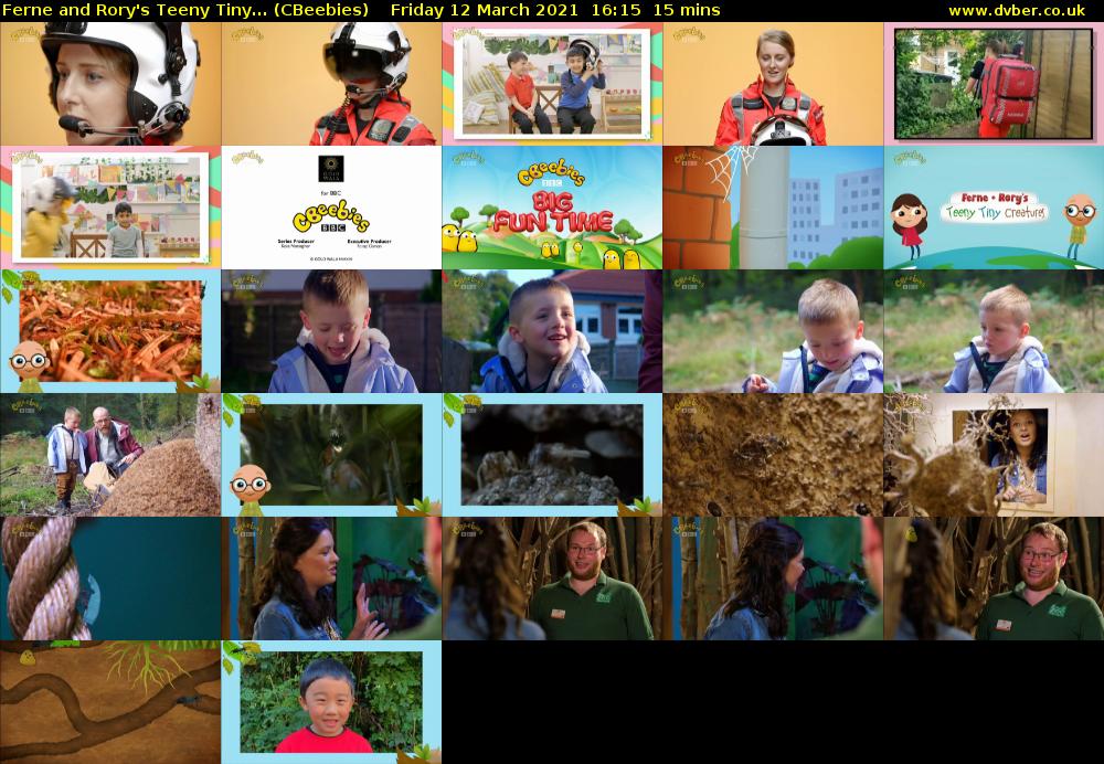 Ferne and Rory's Teeny Tiny... (CBeebies) Friday 12 March 2021 16:15 - 16:30