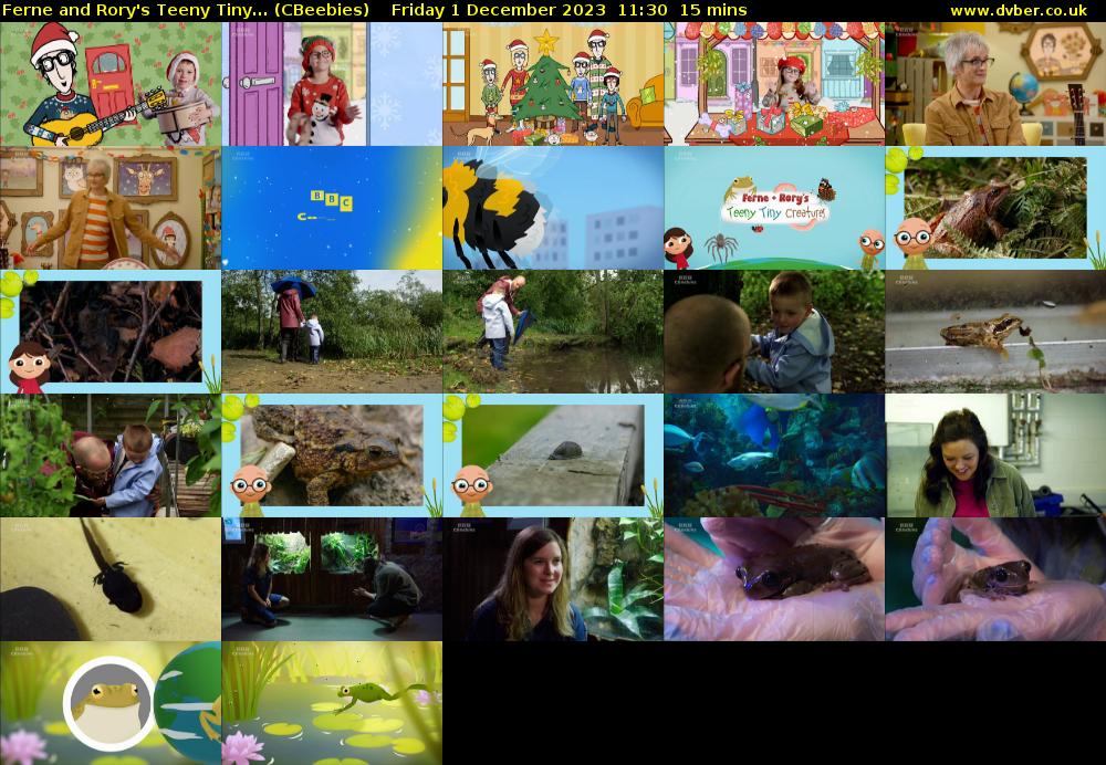 Ferne and Rory's Teeny Tiny... (CBeebies) Friday 1 December 2023 11:30 - 11:45