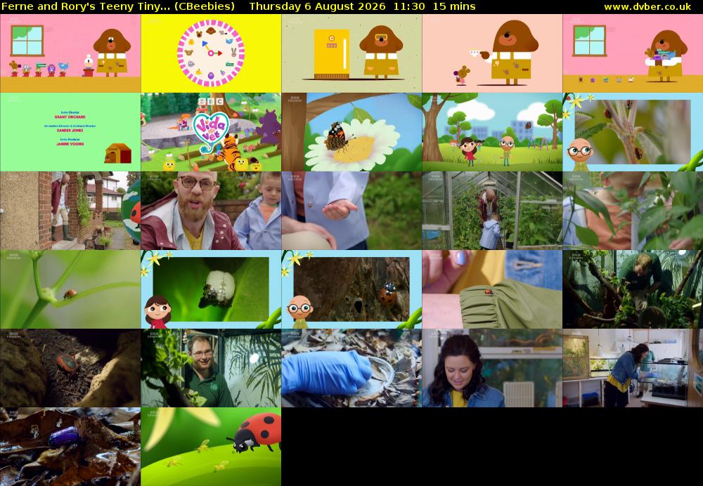 Ferne and Rory's Teeny Tiny... (CBeebies) Thursday 6 August 2026 11:30 - 11:45