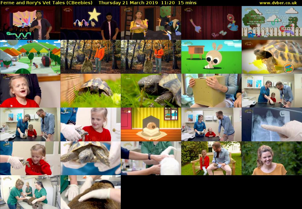 Ferne and Rory's Vet Tales (CBeebies) Thursday 21 March 2019 11:20 - 11:35
