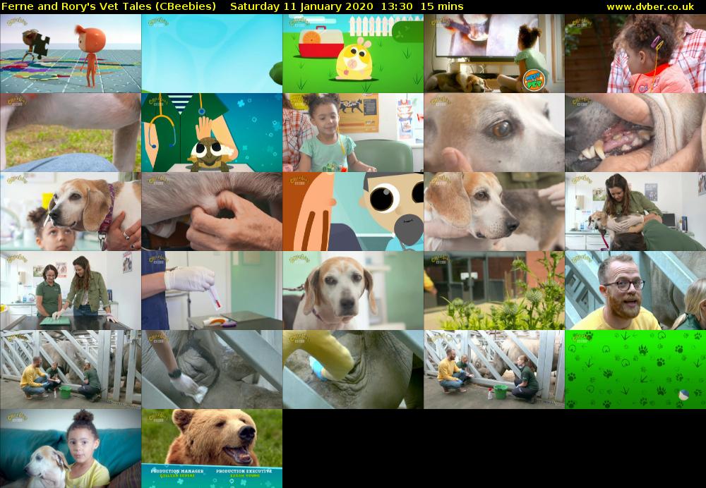Ferne and Rory's Vet Tales (CBeebies) Saturday 11 January 2020 13:30 - 13:45