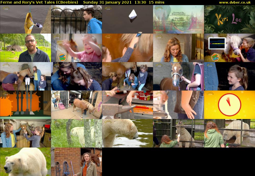 Ferne and Rory's Vet Tales (CBeebies) Sunday 31 January 2021 13:30 - 13:45