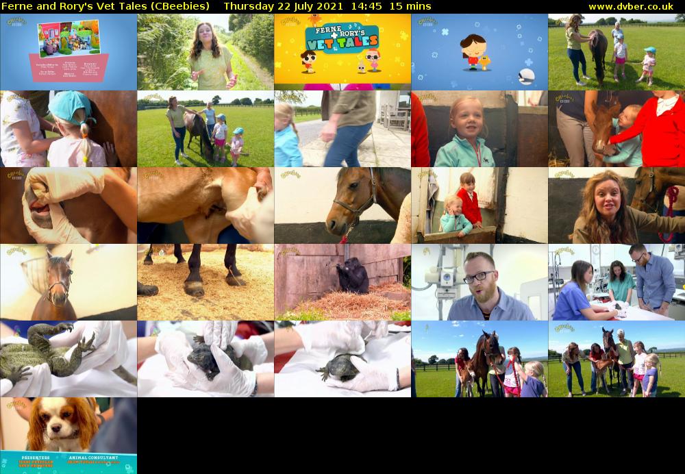 Ferne and Rory's Vet Tales (CBeebies) Thursday 22 July 2021 14:45 - 15:00