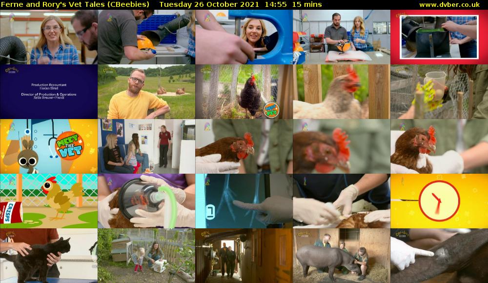 Ferne and Rory's Vet Tales (CBeebies) Tuesday 26 October 2021 14:55 - 15:10