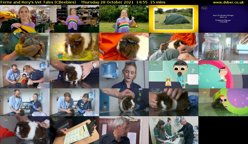 Ferne and Rory's Vet Tales (CBeebies) Thursday 28 October 2021 14:55 - 15:10