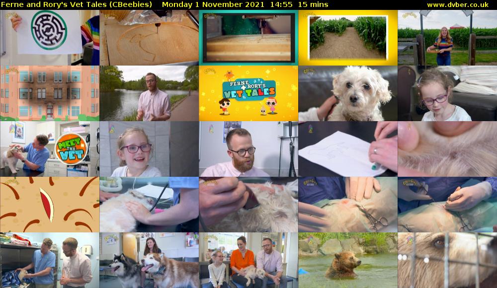 Ferne and Rory's Vet Tales (CBeebies) Monday 1 November 2021 14:55 - 15:10