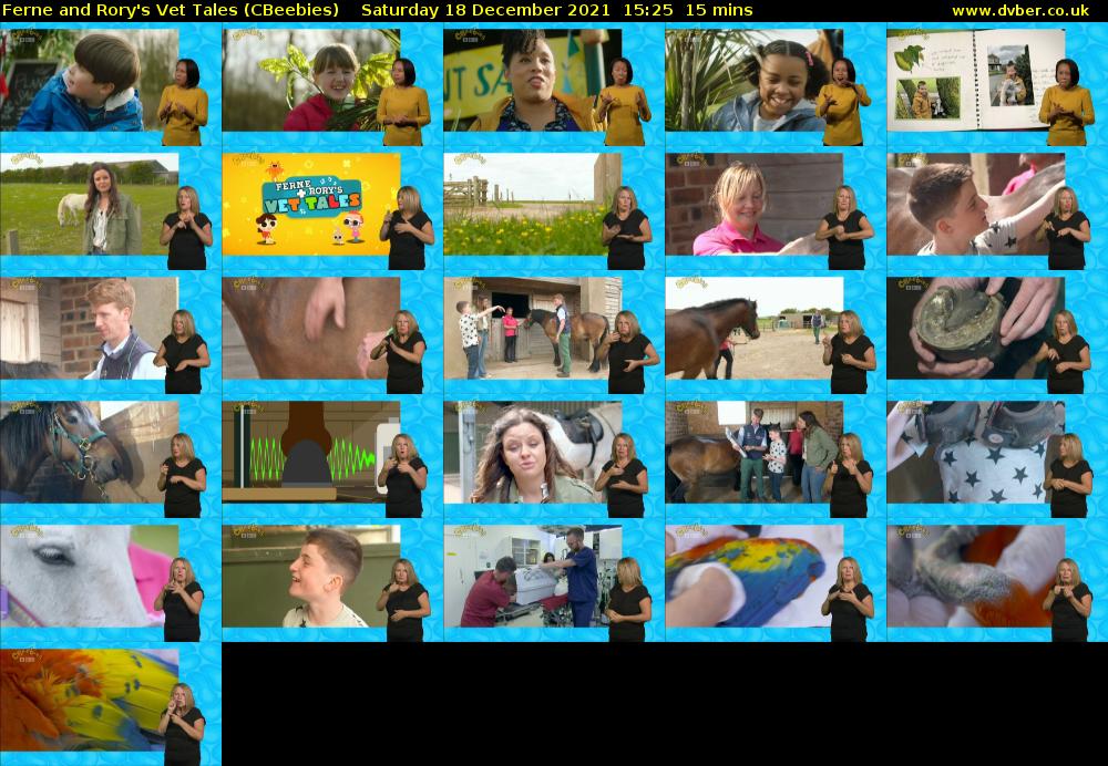 Ferne and Rory's Vet Tales (CBeebies) Saturday 18 December 2021 15:25 - 15:40