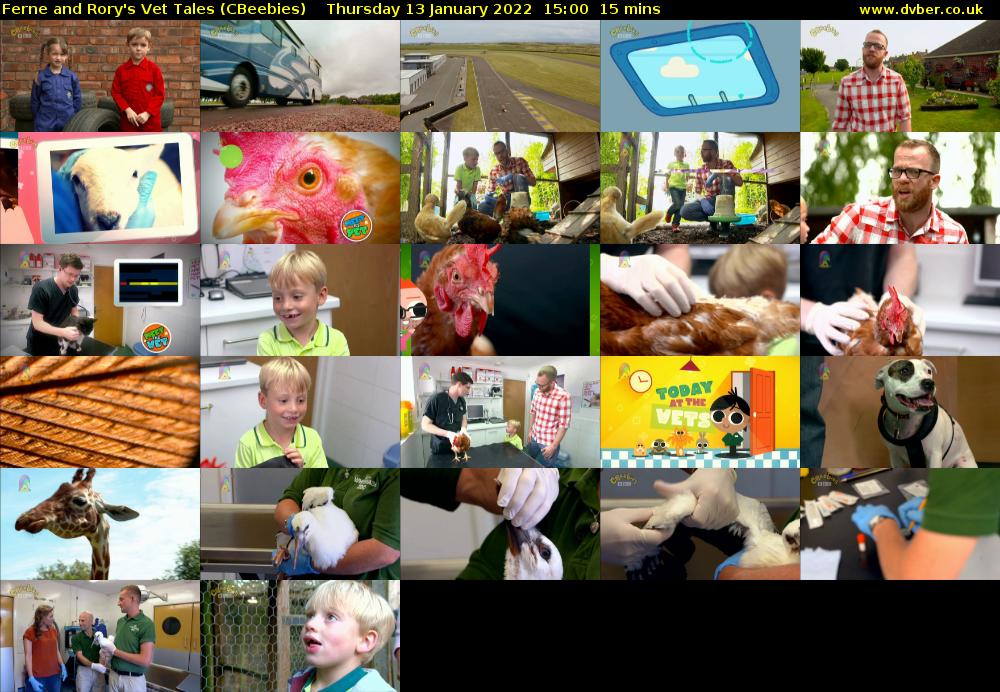 Ferne and Rory's Vet Tales (CBeebies) Thursday 13 January 2022 15:00 - 15:15