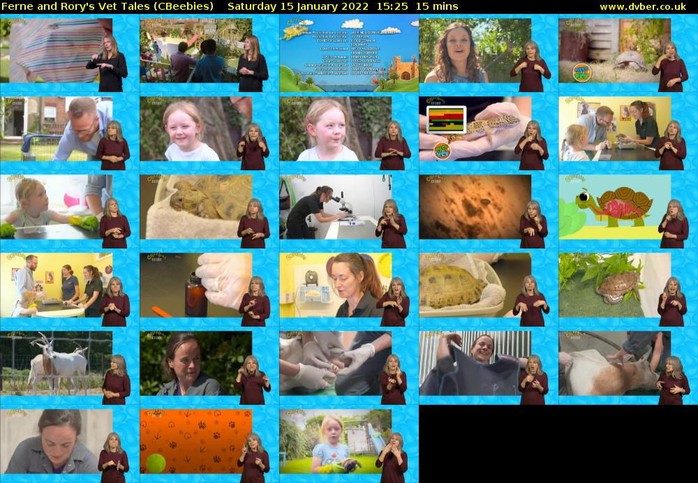 Ferne and Rory's Vet Tales (CBeebies) Saturday 15 January 2022 15:25 - 15:40