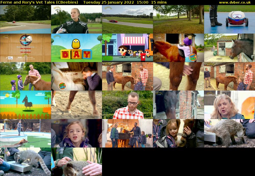 Ferne and Rory's Vet Tales (CBeebies) Tuesday 25 January 2022 15:00 - 15:15