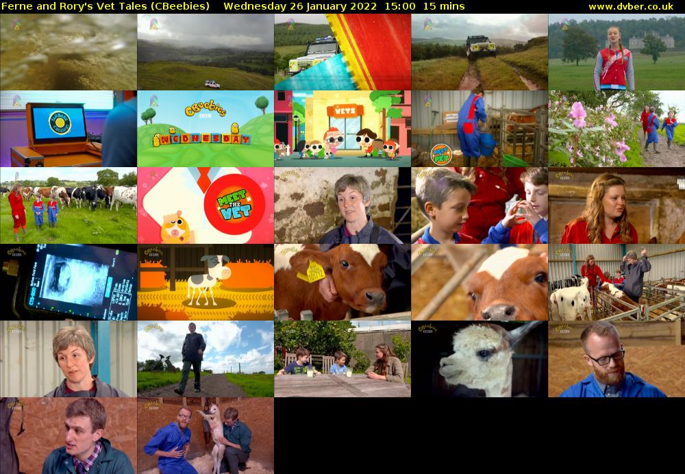 Ferne and Rory's Vet Tales (CBeebies) Wednesday 26 January 2022 15:00 - 15:15