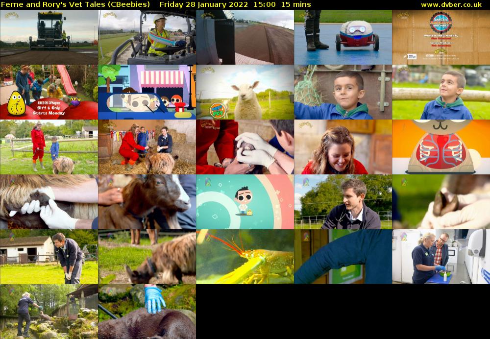 Ferne and Rory's Vet Tales (CBeebies) Friday 28 January 2022 15:00 - 15:15