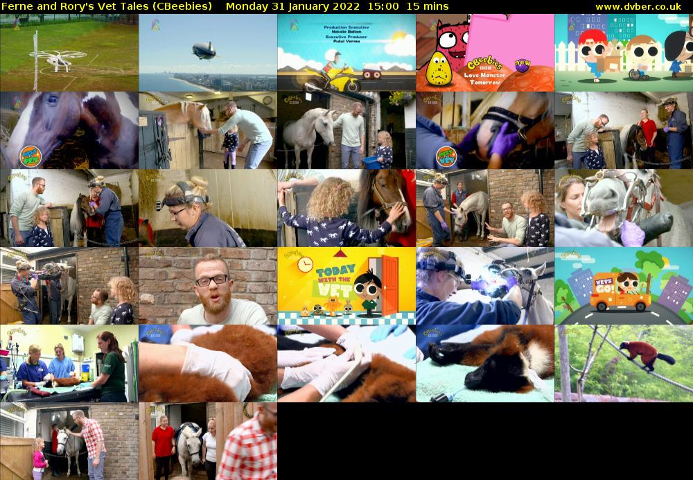 Ferne and Rory's Vet Tales (CBeebies) Monday 31 January 2022 15:00 - 15:15