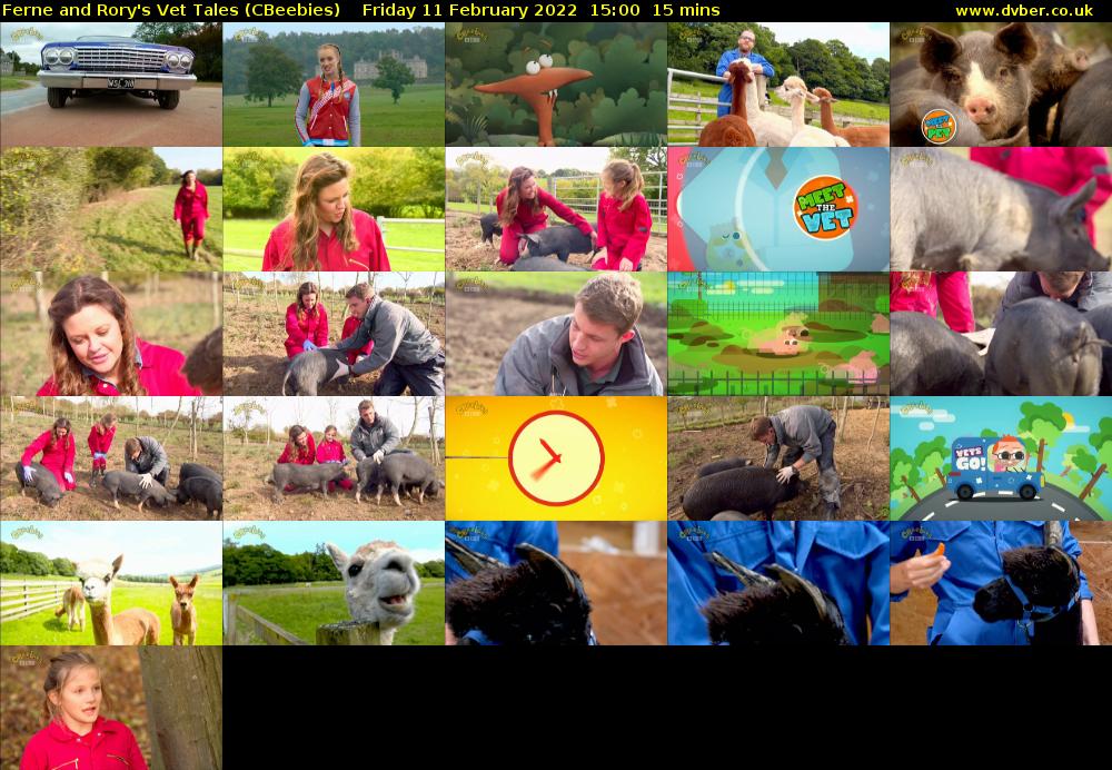 Ferne and Rory's Vet Tales (CBeebies) Friday 11 February 2022 15:00 - 15:15