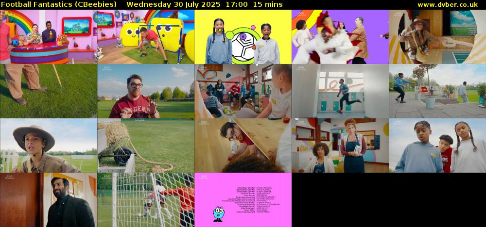 Football Fantastics (CBeebies) Wednesday 30 July 2025 17:00 - 17:15