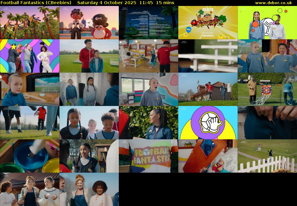 Football Fantastics (CBeebies) Saturday 4 October 2025 11:45 - 12:00