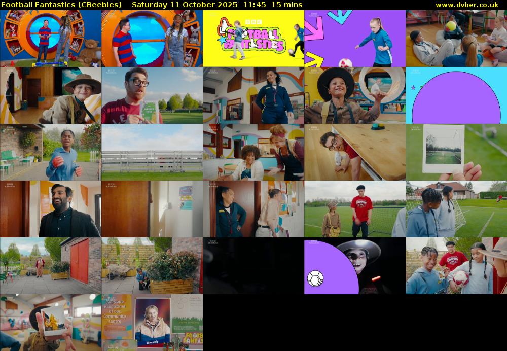 Football Fantastics (CBeebies) Saturday 11 October 2025 11:45 - 12:00