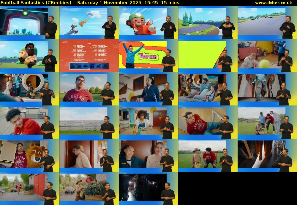 Football Fantastics (CBeebies) Saturday 1 November 2025 15:45 - 16:00