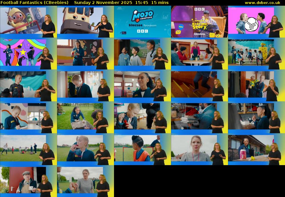 Football Fantastics (CBeebies) Sunday 2 November 2025 15:45 - 16:00