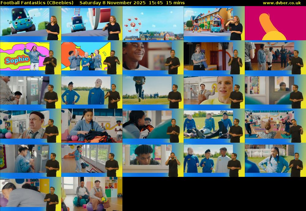 Football Fantastics (CBeebies) Saturday 8 November 2025 15:45 - 16:00