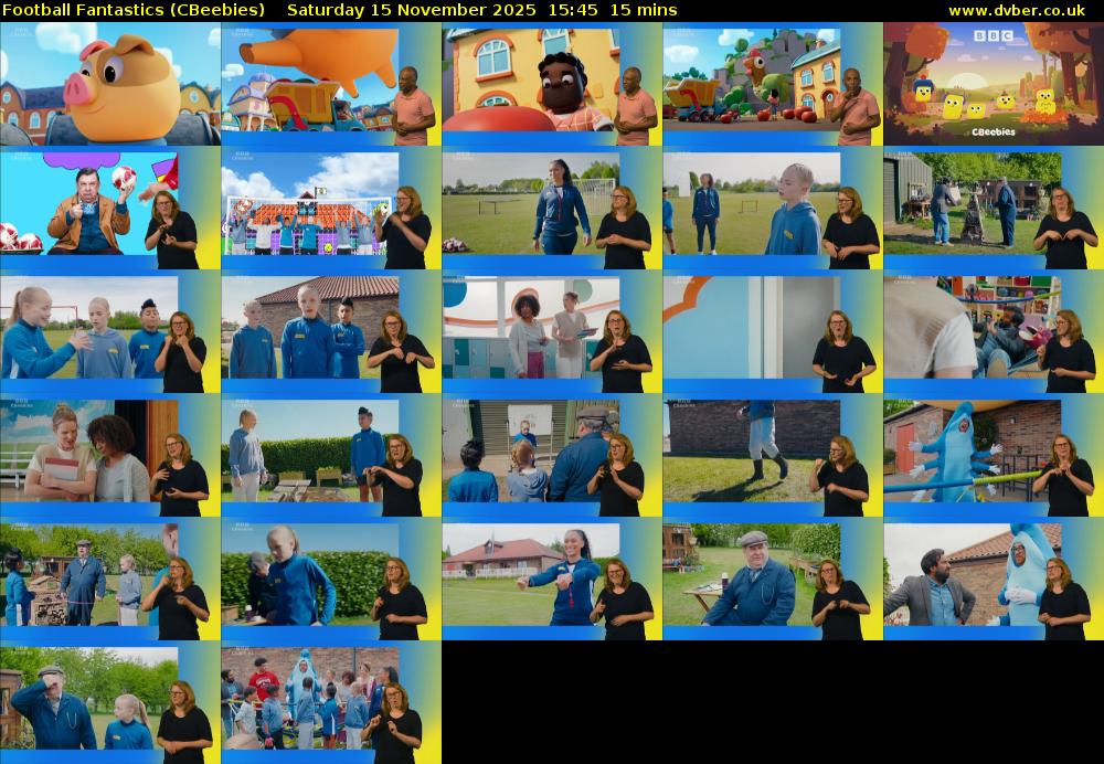Football Fantastics (CBeebies) Saturday 15 November 2025 15:45 - 16:00
