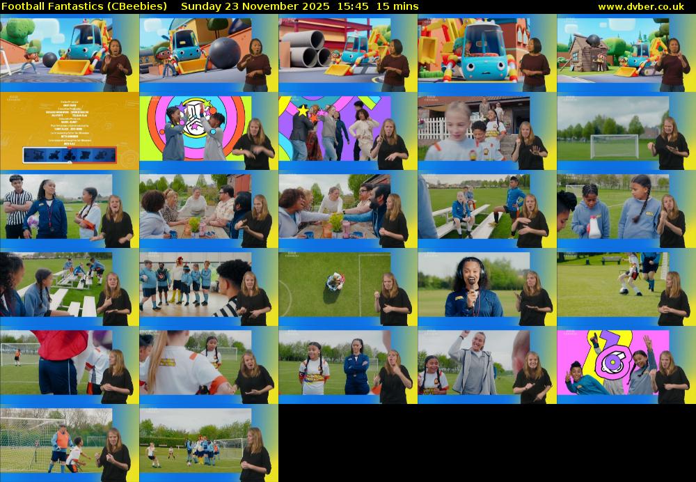 Football Fantastics (CBeebies) Sunday 23 November 2025 15:45 - 16:00