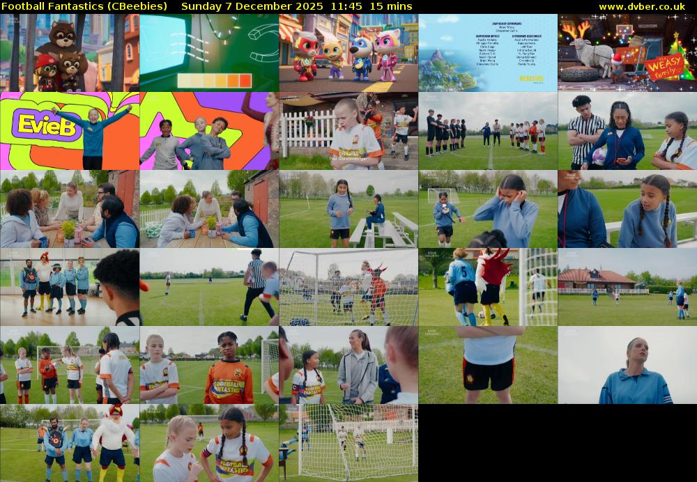Football Fantastics (CBeebies) Sunday 7 December 2025 11:45 - 12:00